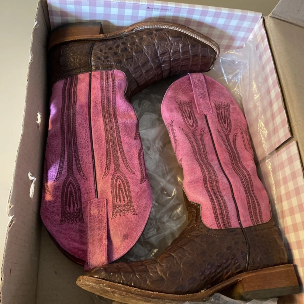 Pink and Brown Western Cowboy Boots